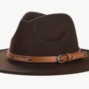 Brown Fedora Hat with Tan Band